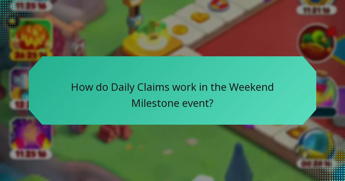 How do Daily Claims work in the Weekend Milestone event?